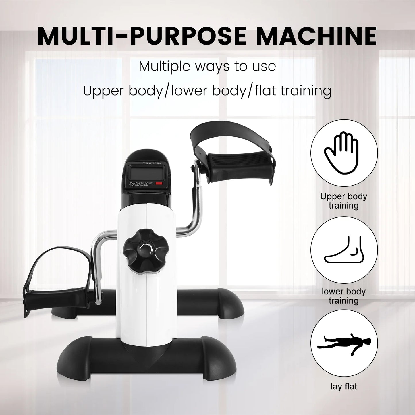 Mini Exercise Bike Multi-Function Stepper Digital under Desk Bike Arm Leg with LCD Screen Display Pedal Exerciser Peddler Traine