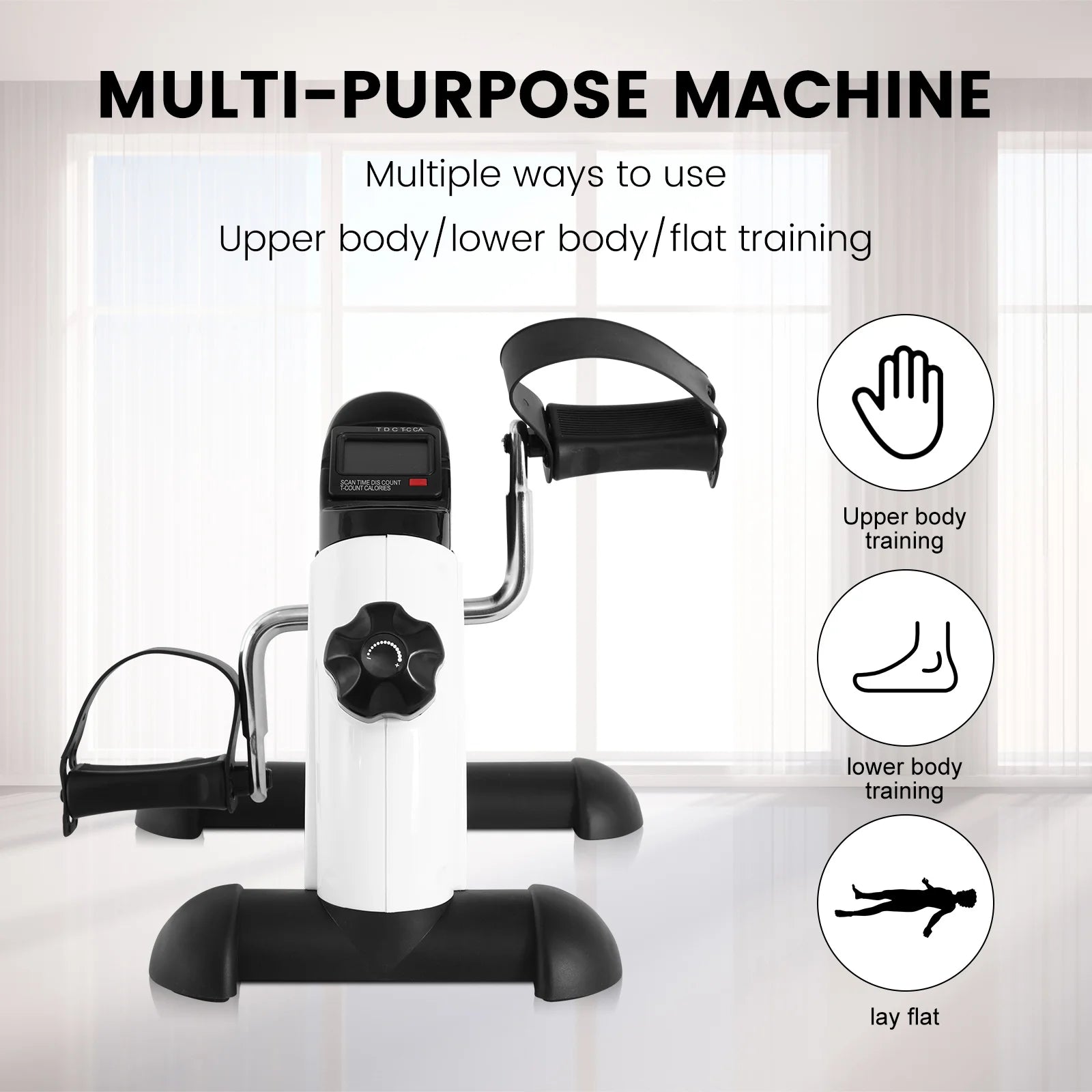 Mini Exercise Bike Multi-Function Stepper Digital under Desk Bike Arm Leg with LCD Screen Display Pedal Exerciser Peddler Traine