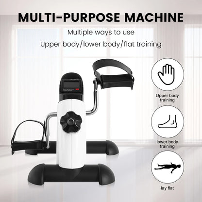 Mini Exercise Bike Multi-Function Stepper Digital under Desk Bike Arm Leg with LCD Screen Display Pedal Exerciser Peddler Traine
