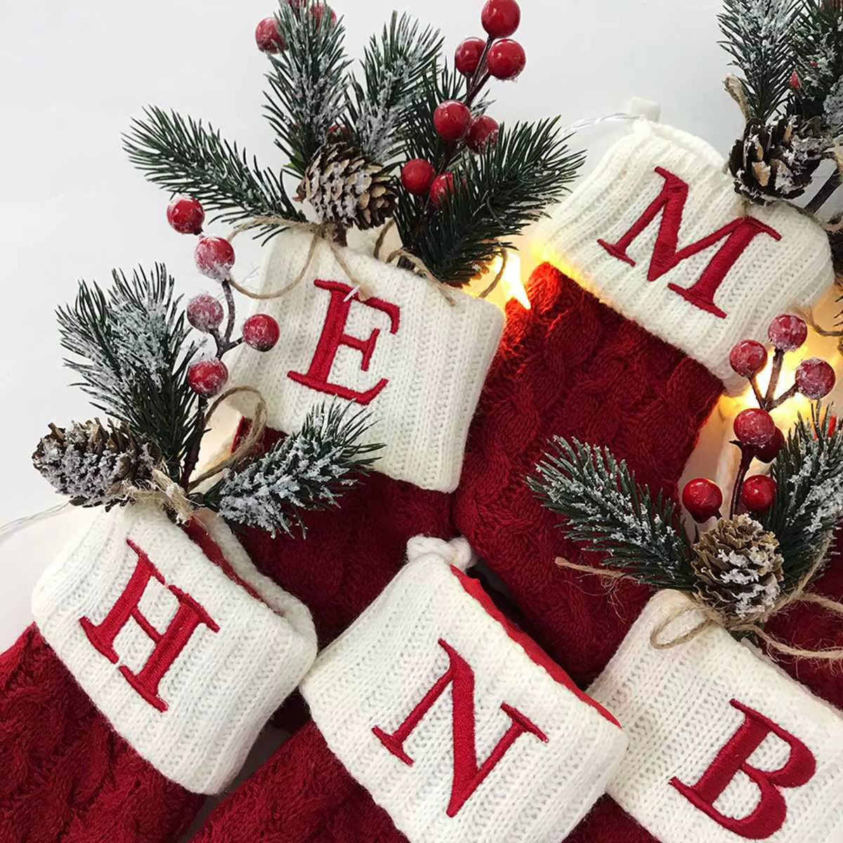Christmas Alphabet Knitting Sock Christmas Tree Ornament Christmas Decoration for Home 2024 Navidad Noel Xmas New Year 2025 Gift