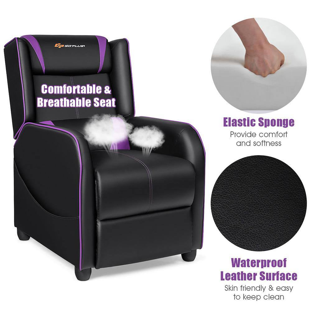 Purple PU Adjustable Backrest Massage Chair - SP!NECK™ 