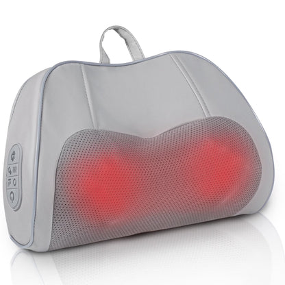 Back Massager with Heat –3D Kneading Massage Pillow, Heated Support for Home and Office Chairs, Gray