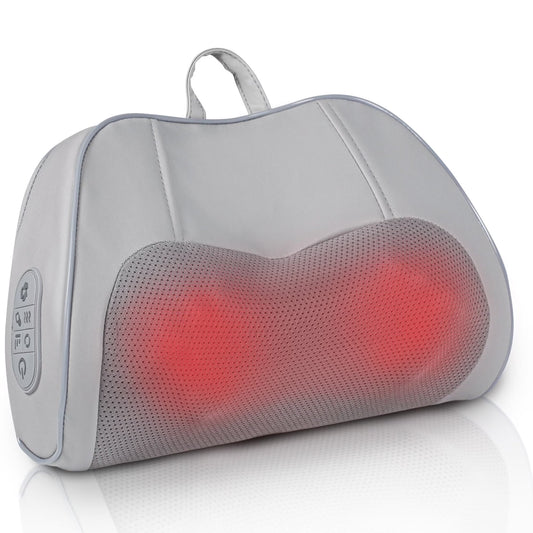 Back Massager with Heat –3D Kneading Massage Pillow, Heated Support for Home and Office Chairs, Gray