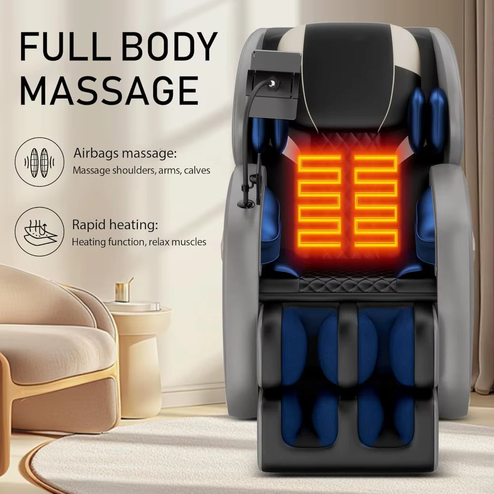 "Full Body Zero Gravity Massage Chair with Auto Modes, Airbag Massage, 6 Fixed Point Rollers, Foot Massage, and Heating" - SP!NECK™ 