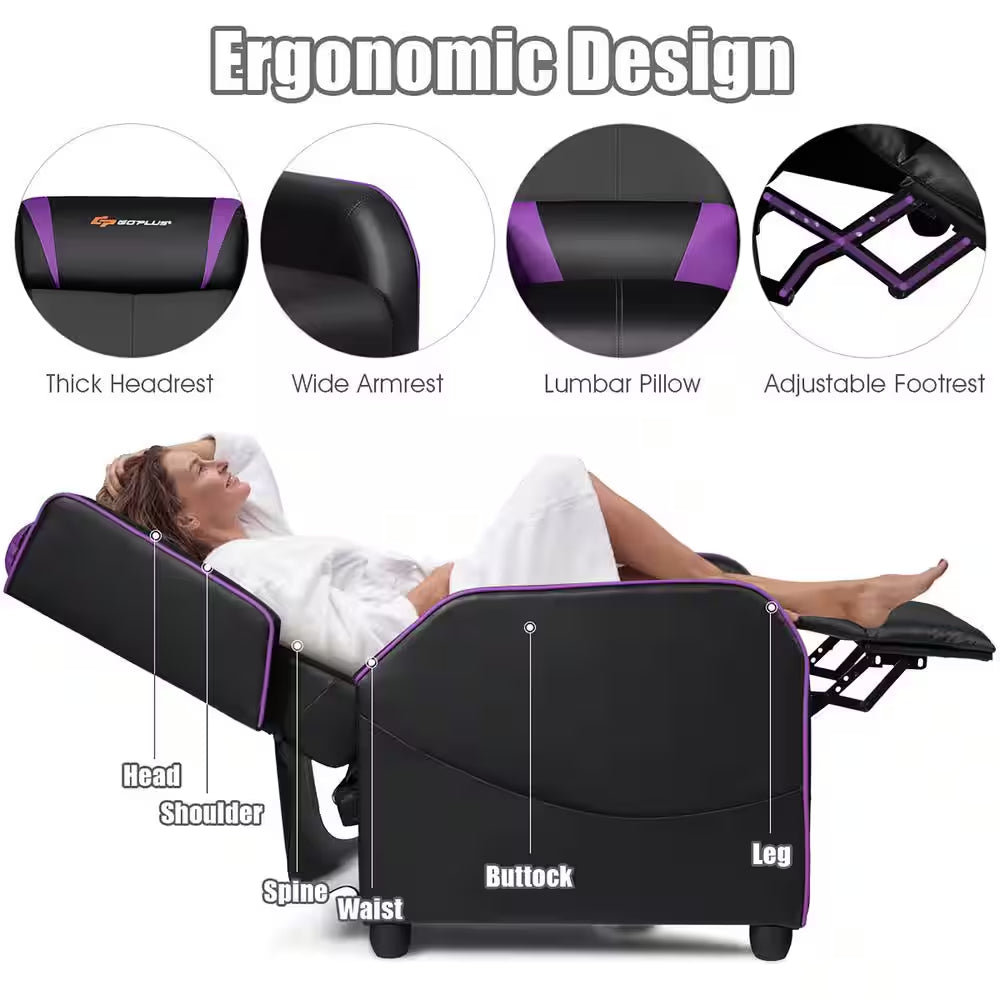 Purple PU Adjustable Backrest Massage Chair - SP!NECK™ 
