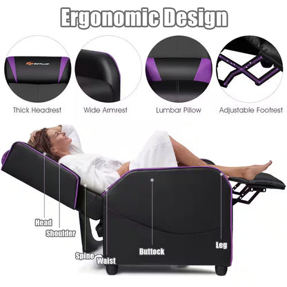 Purple PU Adjustable Backrest Massage Chair - SP!NECK™ 