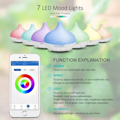 ASAKUKI Smart Wifi Essential Oil Diffuser with 4 Essential Oils Set