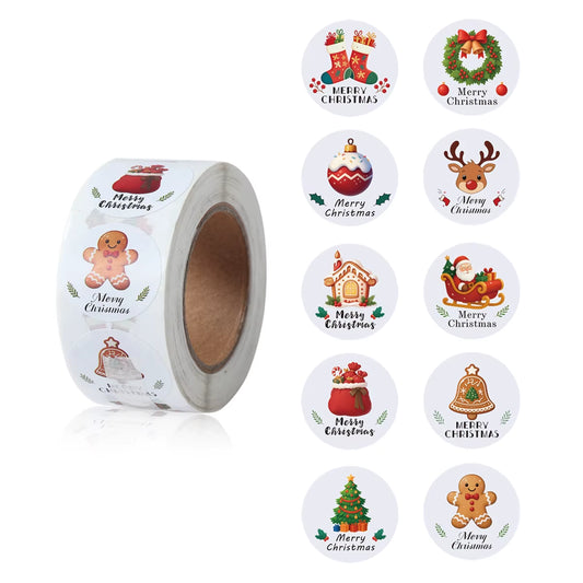 Christmas Gift Stickers Happy 2026 New Year Sealing Sticker Self-Adhesive DIY Gift Baking Package Envelope Stationery Decor