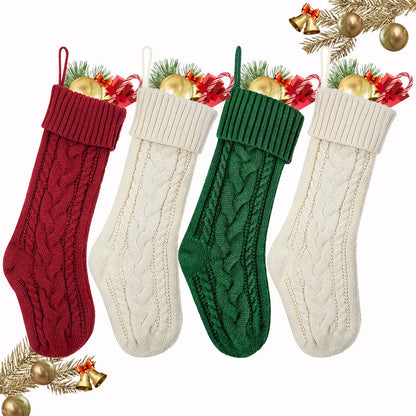3/4/5/6/8Pcs Christmas Stockings 18In Large Size Cable Knit Stocking Gifts Kids New Year Gift Decor for Family Holiday Party