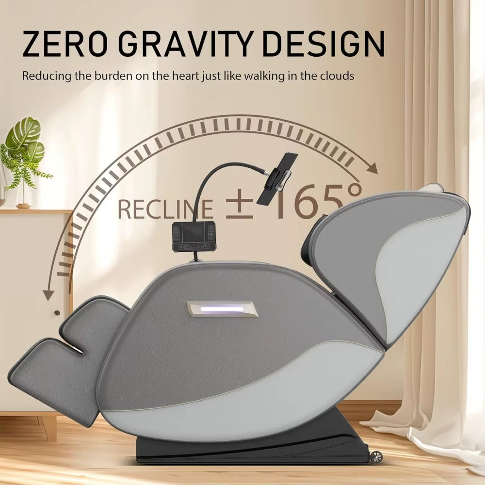 "Full Body Zero Gravity Massage Chair with Auto Modes, Airbag Massage, 6 Fixed Point Rollers, Foot Massage, and Heating" - SP!NECK™ 