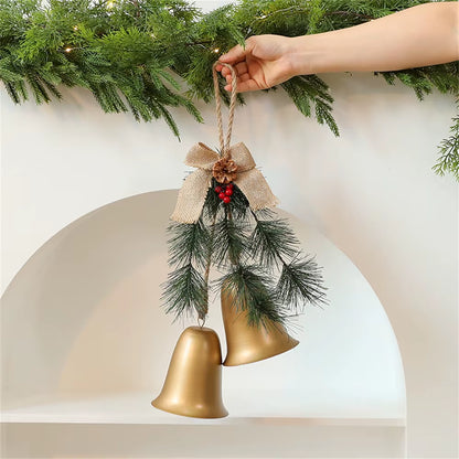Christmas Wreath Pendant Christmas Home Shopping Mall Layout Pine Needle Double Bell Door Hanging Holiday Decoration Pendant