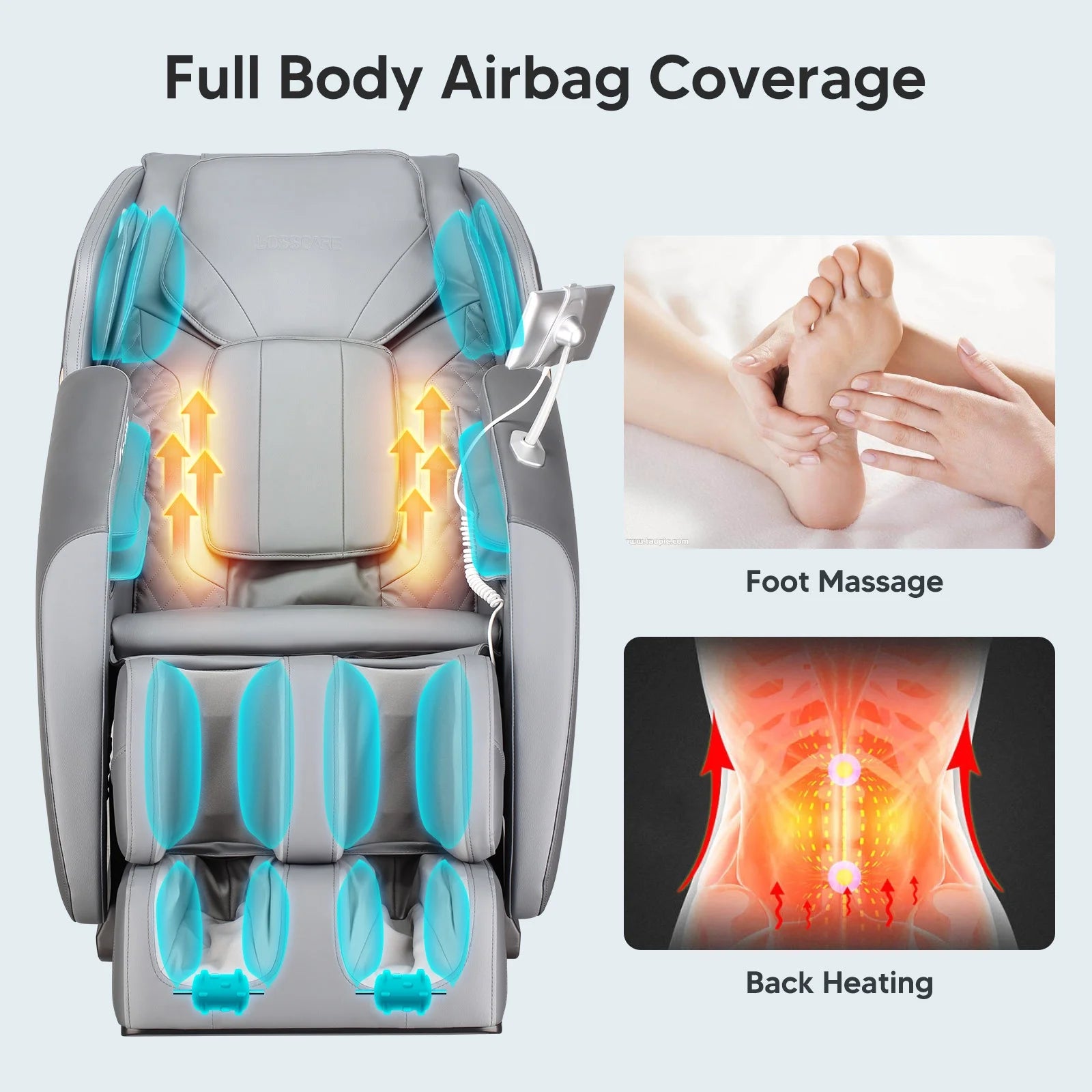 AI Voice Control Massage Chair - Zero Gravity Shiatsu Recliner in Gray - SP!NECK™ 