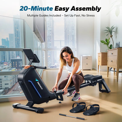 Quiet Row Machine with 51.2" Extended Rail