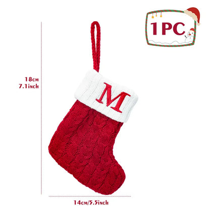 Christmas Alphabet Knitting Sock Christmas Tree Ornament Christmas Decoration for Home 2024 Navidad Noel Xmas New Year 2025 Gift