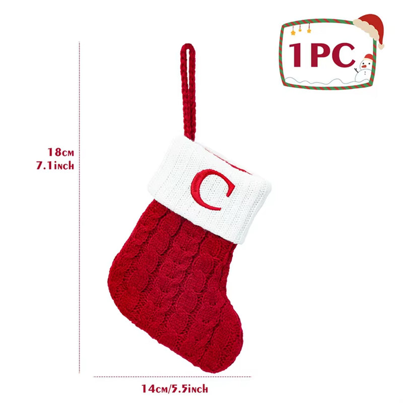 Christmas Alphabet Knitting Sock Christmas Tree Ornament Christmas Decoration for Home 2024 Navidad Noel Xmas New Year 2025 Gift