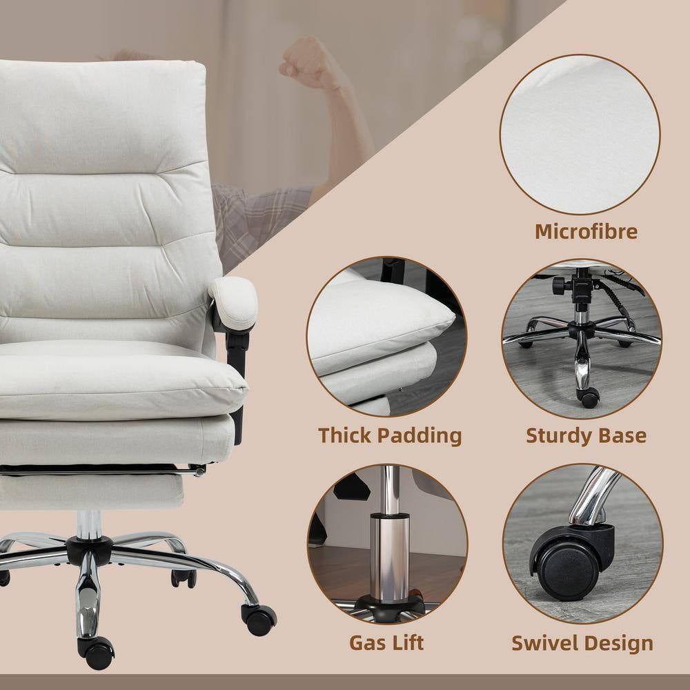 Cream White Microfibre Massage Chair - SP!NECK™ 