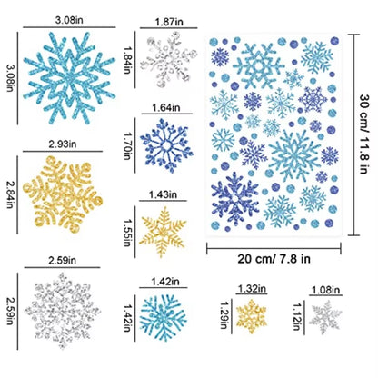 541Pcs Winter Snowflake Window Clings Stickers Doublesided White Silver Blue Gold Christmas Decals for Frozen New Year Home Sho