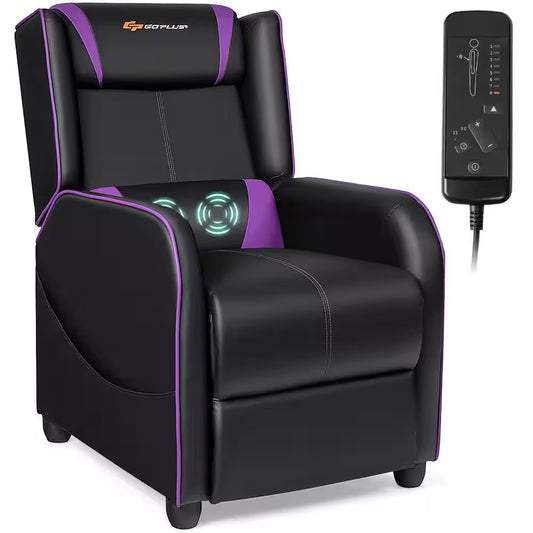 Purple PU Adjustable Backrest Massage Chair - SP!NECK™ 