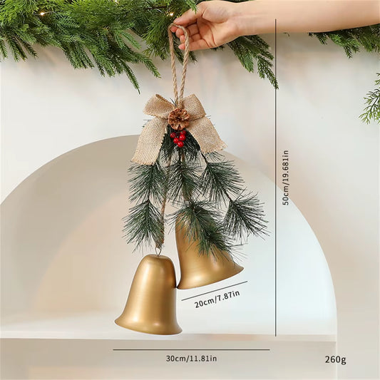Christmas Wreath Pendant Christmas Home Shopping Mall Layout Pine Needle Double Bell Door Hanging Holiday Decoration Pendant