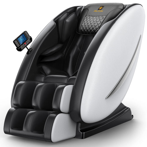 Massage Chair Recliner Neck Massager with Zero Gravity Heating and Bluetooth Functions (White)