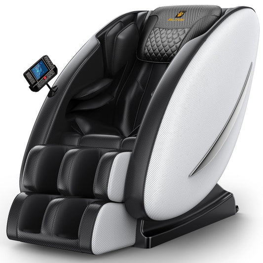 Massage Chair Recliner Neck Massager with Zero Gravity Heating and Bluetooth Functions (White)