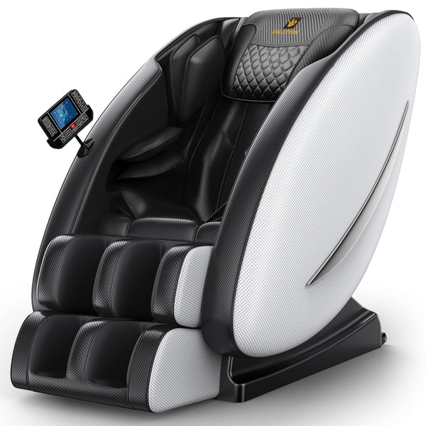 Massage Chair Recliner Neck Massager with Zero Gravity Heating and Bluetooth Functions (White)