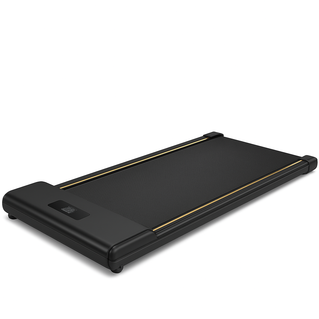 Black treadmill on a white background