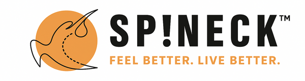 Spineck logo with a stylized depiction of a spine and tagline 'Feel Better. Live Better.'