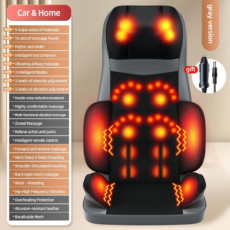 Comfier Shiatsu Massage Seat Cushion - Neck and Back Massager for Home Office Car