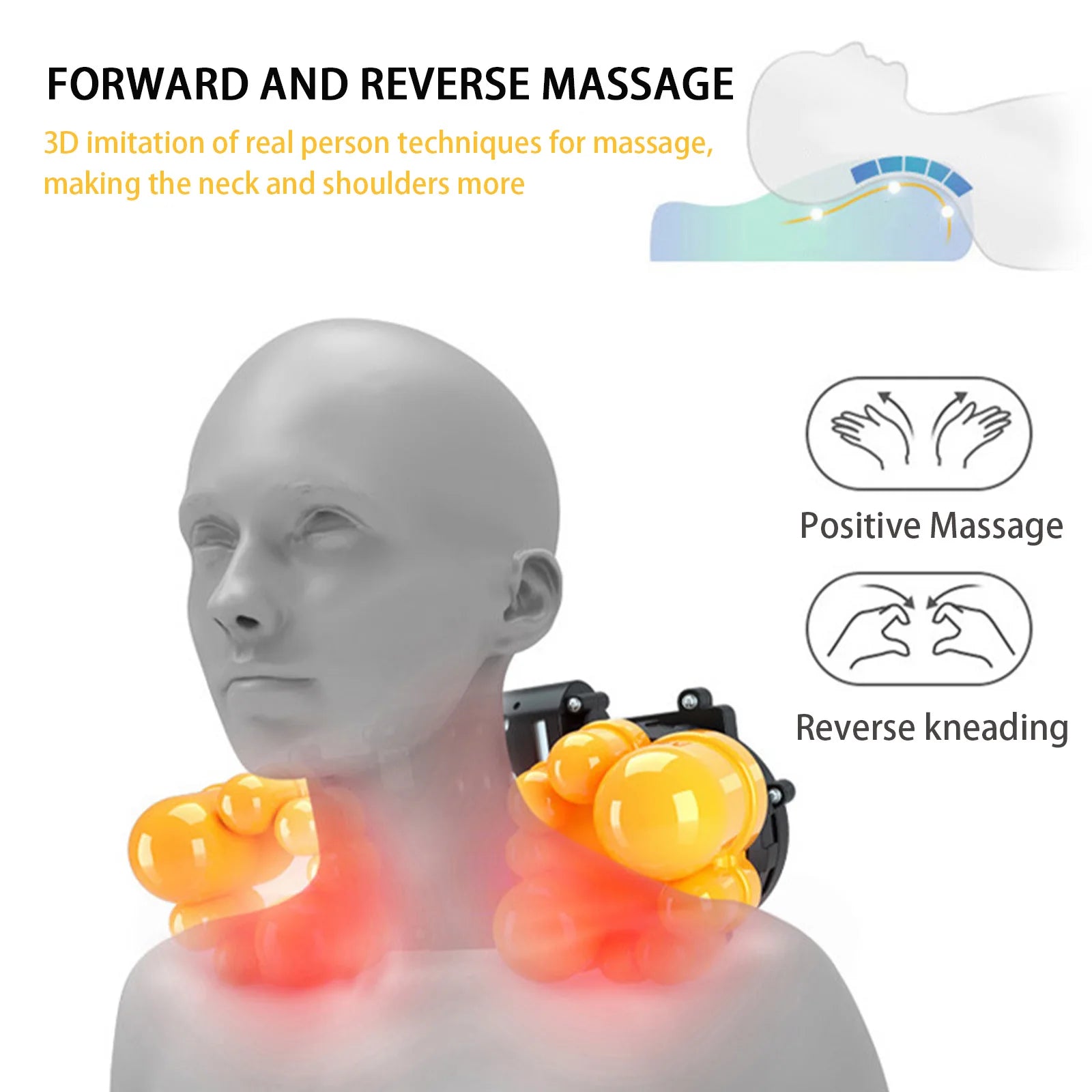 Multifunctional Neck Pillow Massager Adjustable Hot Compress Neck Shoulder Kneading Massage Tool Home Lumbar Spine Relaxation