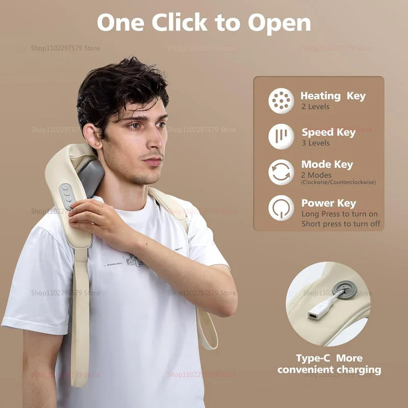 Cordless Shiatsu Neck and Back Massager with Heat