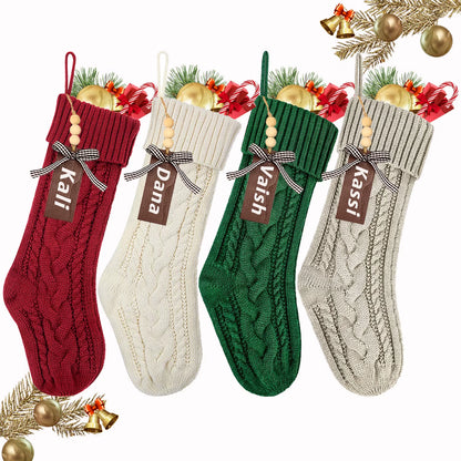 3/4/5/6/8Pcs Christmas Stockings 18In Large Size Cable Knit Stocking Gifts Kids New Year Gift Decor for Family Holiday Party