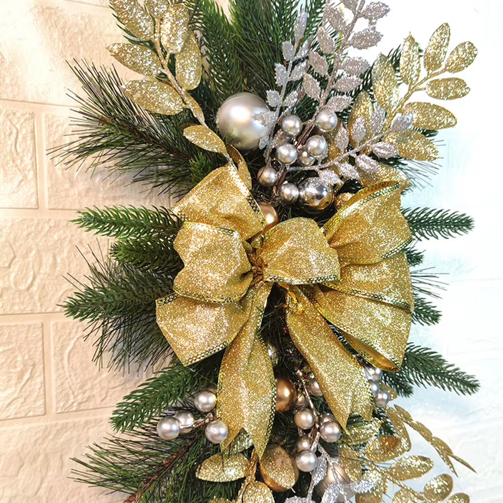 Christmas Swag Wreath Pendants Without/With Light Atmosphere Decorative Garland Home Door Window Decoration Party Supplies
