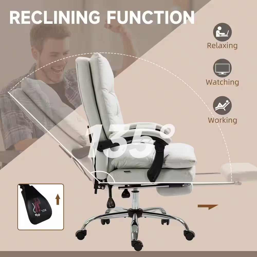 Cream White Microfibre Massage Chair - SP!NECK™ 
