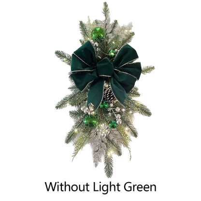Christmas Swag Wreath Pendants Without/With Light Atmosphere Decorative Garland Home Door Window Decoration Party Supplies