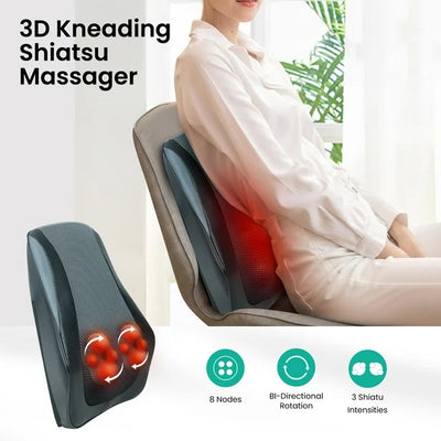 Manufacturer Direct Electric Shiatsu Head Neck Cervical Ttraction Body Massager Car Back Pillow with Heating Vibrating Massage D - SP!NECK™ 
