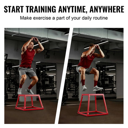 Plyo Jumping Cubes, 12/18/24 Inch Exercise Platform, Agility Jump Box, Non-Slip Workout Step up Cube Set for Domestic Gym Practice, Conditioning Power Training, Red