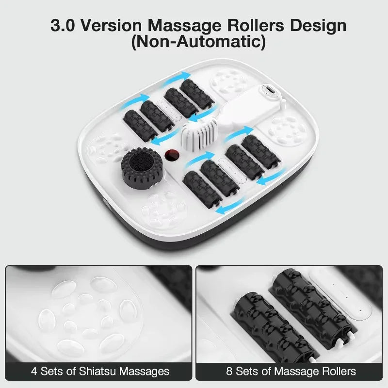 Collapsible Foot Spa with Heat, Bubble, Red Light, and Temperature Control, Foot Bath Massager with 8 Shiatsu Massage Rollers - SP!NECK™ 