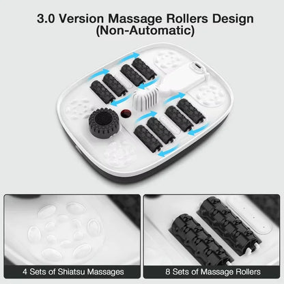 Collapsible Foot Spa with Heat, Bubble, Red Light, and Temperature Control, Foot Bath Massager with 8 Shiatsu Massage Rollers - SP!NECK™ 