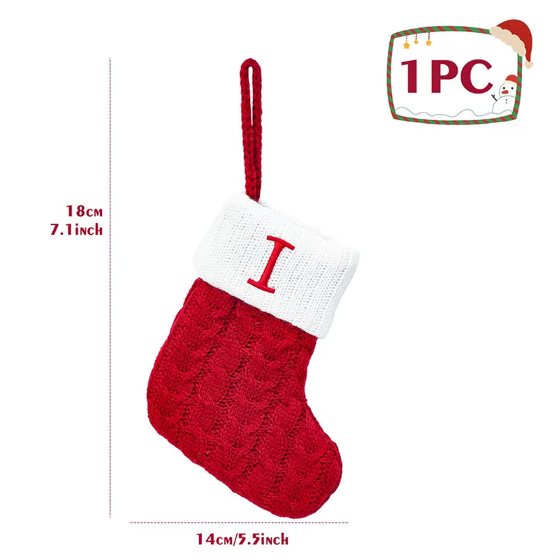Christmas Alphabet Knitting Sock Christmas Tree Ornament Christmas Decoration for Home 2024 Navidad Noel Xmas New Year 2025 Gift