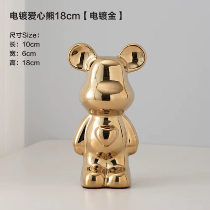 18-28CM European Electroplating Ceramic Care Bear Doll Ornament Home Desktop Living Room Decoration Ornament Decorative Figurine