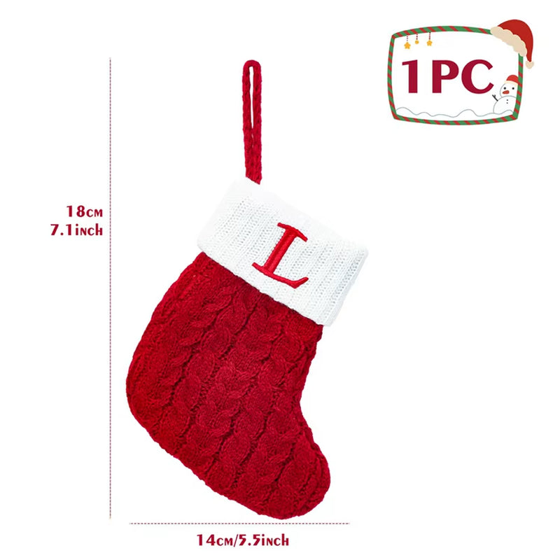 Christmas Alphabet Knitting Sock Christmas Tree Ornament Christmas Decoration for Home 2024 Navidad Noel Xmas New Year 2025 Gift