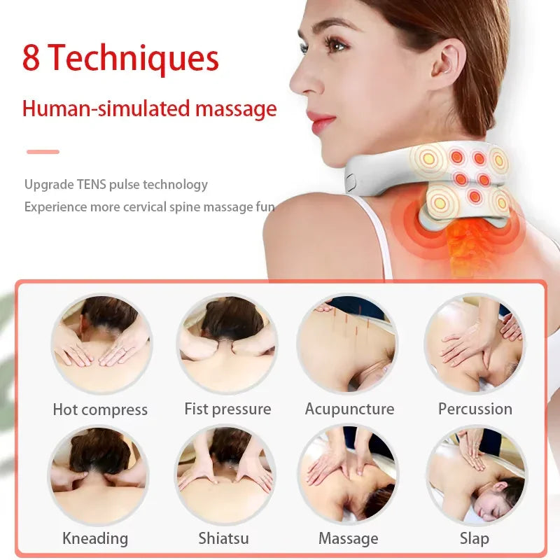 Smart Neck Massage Instrument Portable Shoulder Neck Massage Cervical Vertebra Health Care Vibrator Heating Compress Massage - SP!NECK™ 