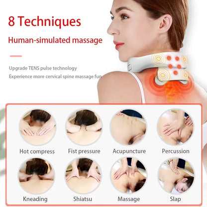 Smart Neck Massage Instrument Portable Shoulder Neck Massage Cervical Vertebra Health Care Vibrator Heating Compress Massage - SP!NECK™ 