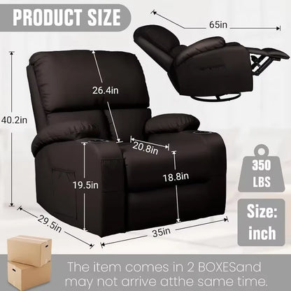 Swivel Rocking Recliner - 8-Point Massage & Heat Therapy Chair - SP!NECK™ 