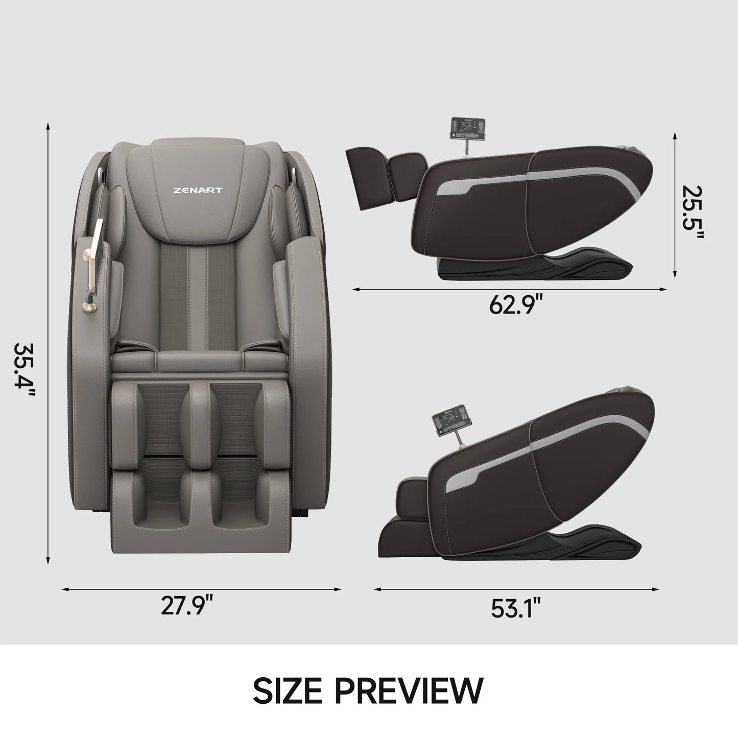 Massage Chair, Full Body Zero Gravity Massage Chair Recliner with Foot Massager, Brown - SP!NECK™ 
