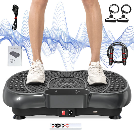 Vibration Plate Exercise Machine Whole Body Workout Vibration Fitness Platform with Accessories, White