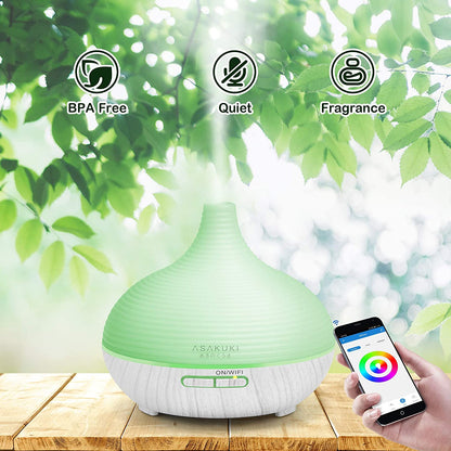 ASAKUKI Smart Wifi Essential Oil Diffuser with 4 Essential Oils Set