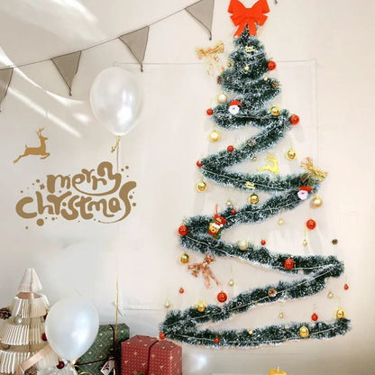 2M Christmas Green Cane Ribbons Garland with LED Lights, DIY Xmas Tree Ornaments, Christmas Rattan Wreath Home Party Decoration