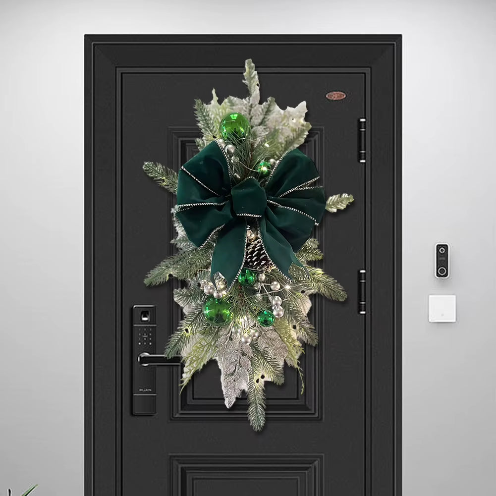 Christmas Swag Wreath Pendants Without/With Light Atmosphere Decorative Garland Home Door Window Decoration Party Supplies